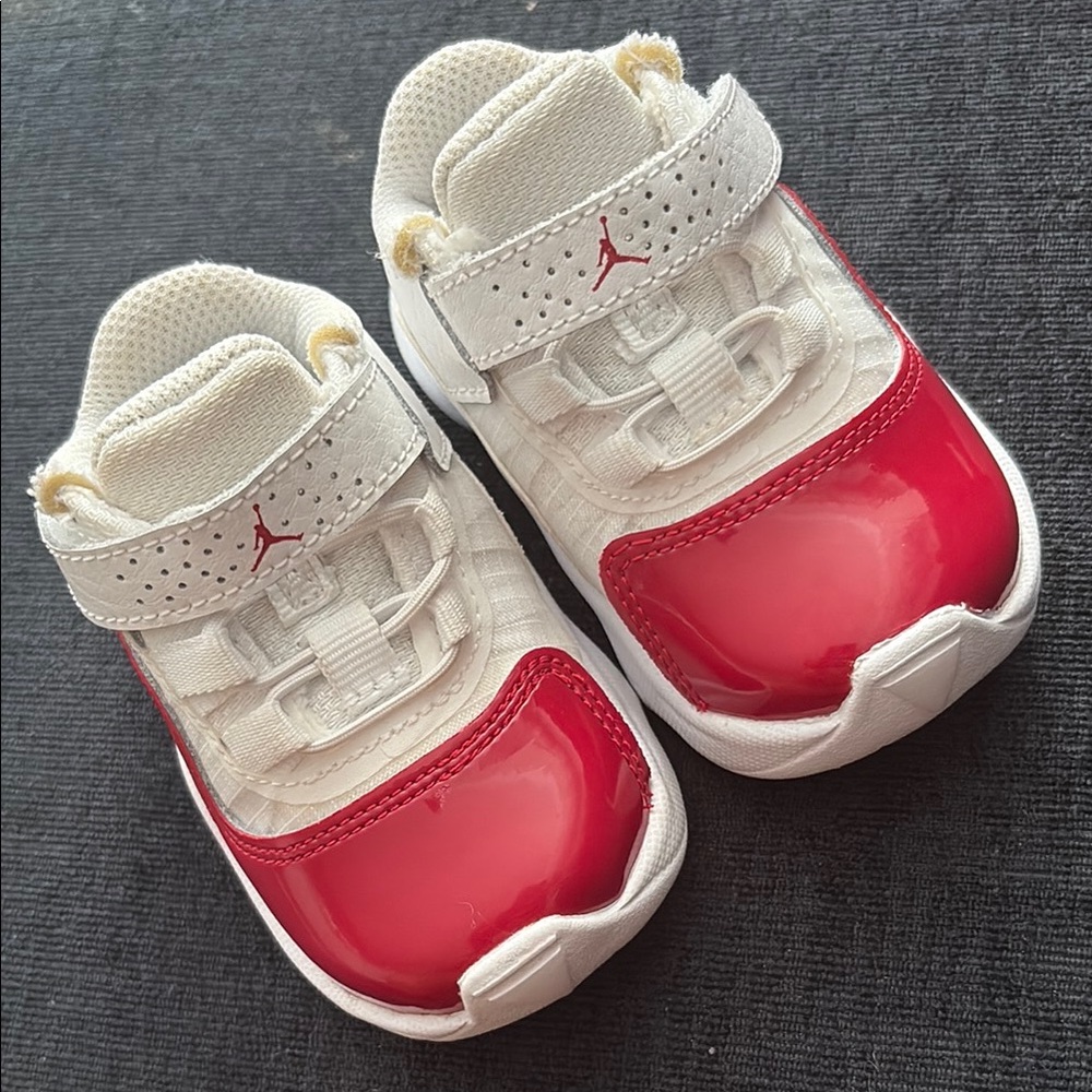 Jordan Red and White Leather Sneakers